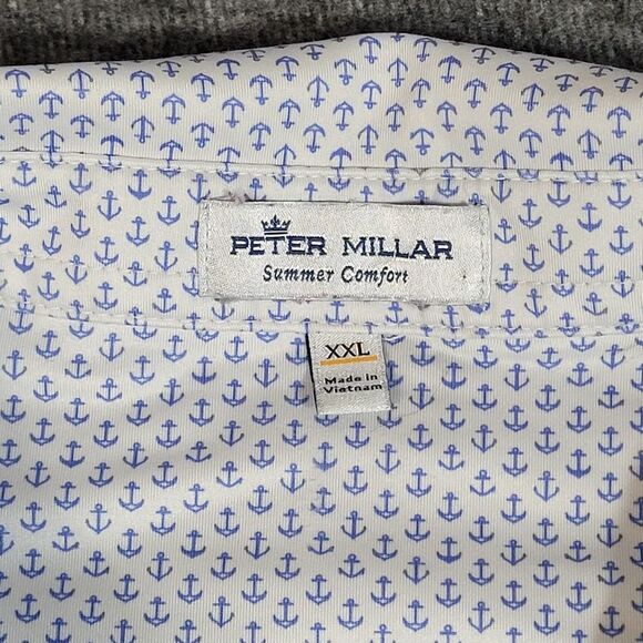 Peter Millar Summer Comfort Men's Golf Polo Shirt Size 2XL Blue Anchors Print - Picture 3 of 9
